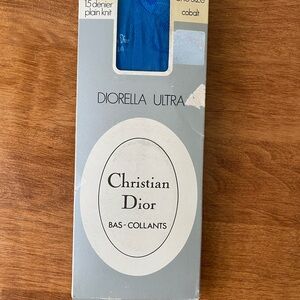 Vintage Christian Dior Diorella Ultra Tights Cobalt Blue NOS New Old Stock